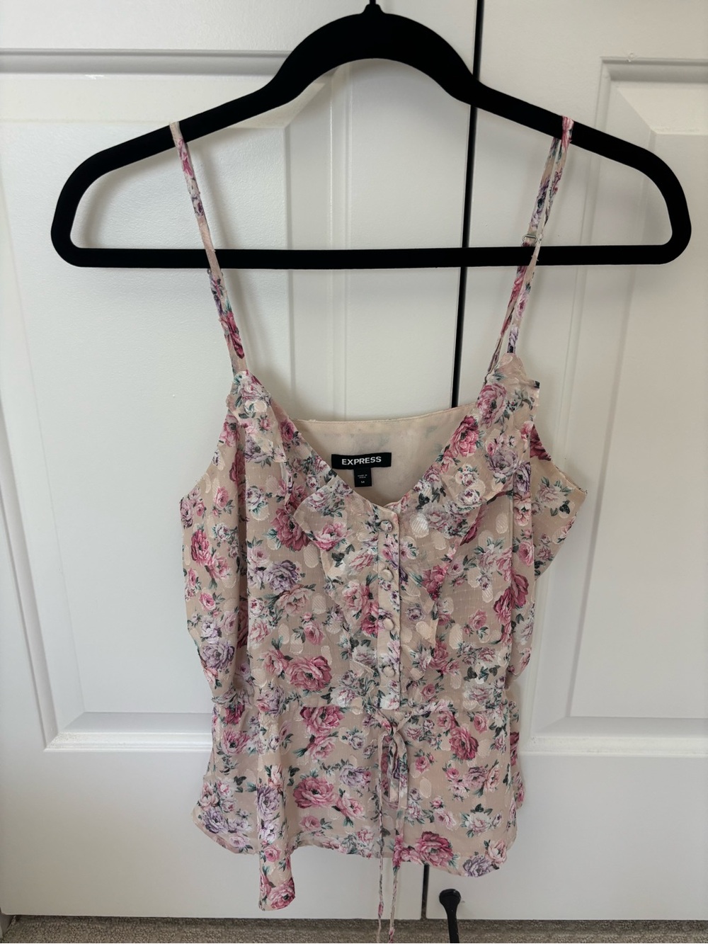 Express Beige Floral Spaghetti-Strap Cami